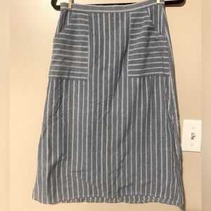 Striped Linen Skirt with Pockets & Lining